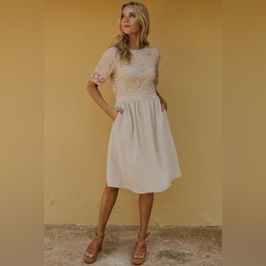 Roolee Cream  PinkLace Mini Dress